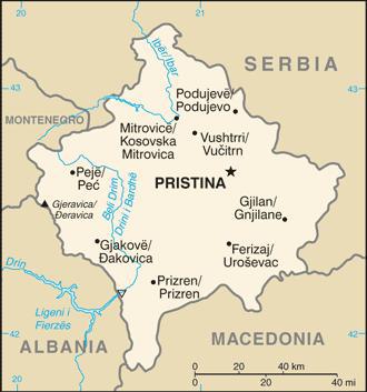 Koszovó - térkép