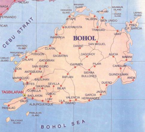 Bohol szigetének térképe